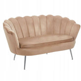 Elegancka Welurowa Sofa Muszla Cappuccino Chromowane Nogi Furnitex