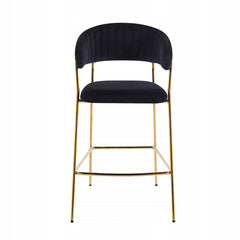 Hoker Glamour Tapicerowany CZARNY Welur z Pikowaniem i Złotym Stelażem