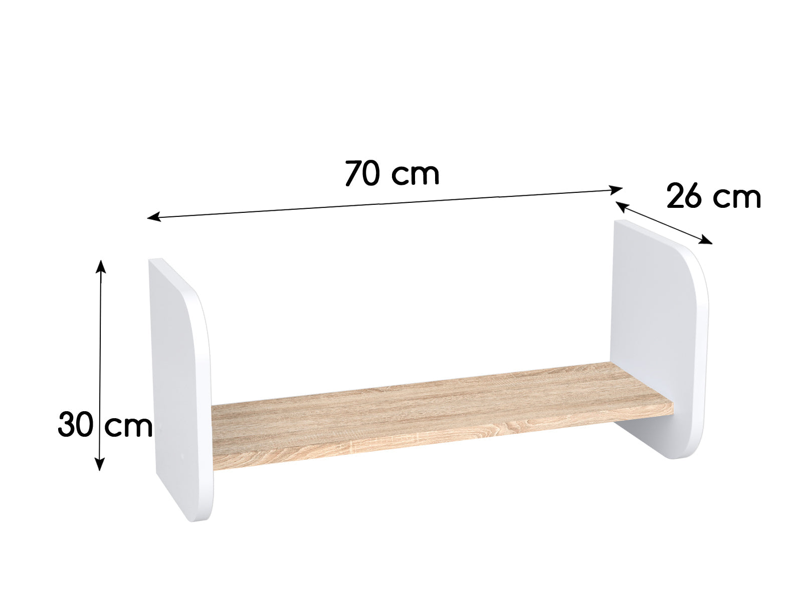 Lendo Półka Wisząca 70 cm biało-szara - estetyczne przechowywanie