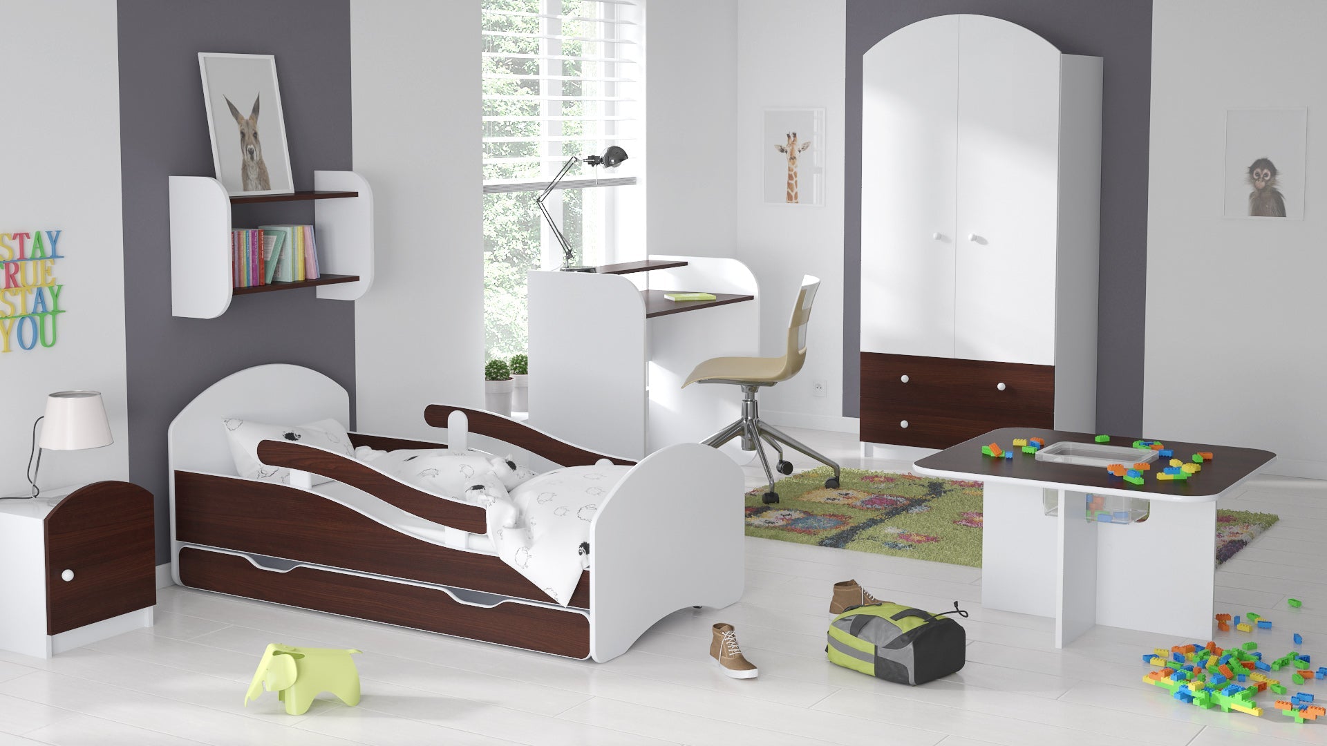 Lendo Półka Wisząca 60cm Biało-Wenge - Płyta Laminowana