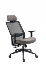 Fotel Obrotowy FB25FX Czarno Szary Ergonomiczny Zagłówkiem