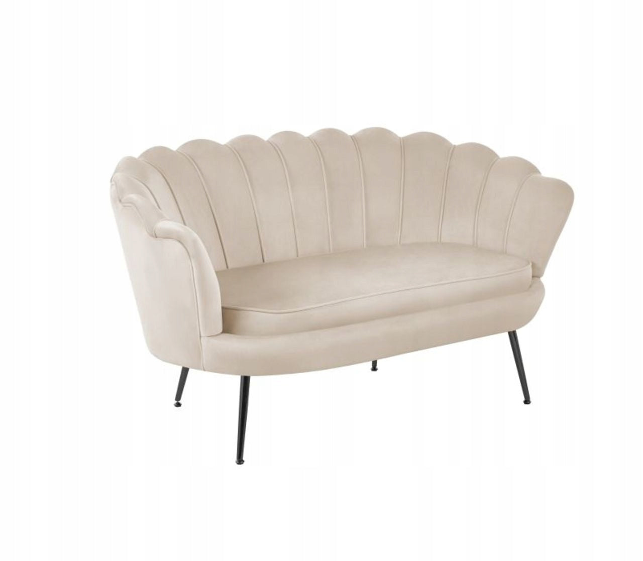 Beżowa Sofa Welurowa Dwuosobowa Tapicerowana Furnitex Muszelka