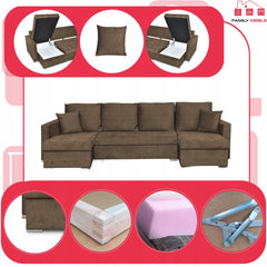 Narożnik Bella BIG wolnostojący z funkcją spania i 3 pojemnikami