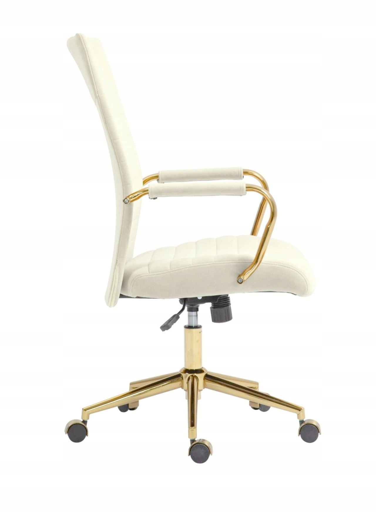 Fotel obrotowy welurowy jasny beż, złoty stelaż, ergonomiczny