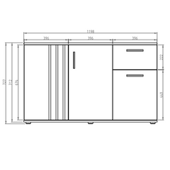 Komoda NOVA 120 cm z lamelami - Biały / Dąb Artisan
