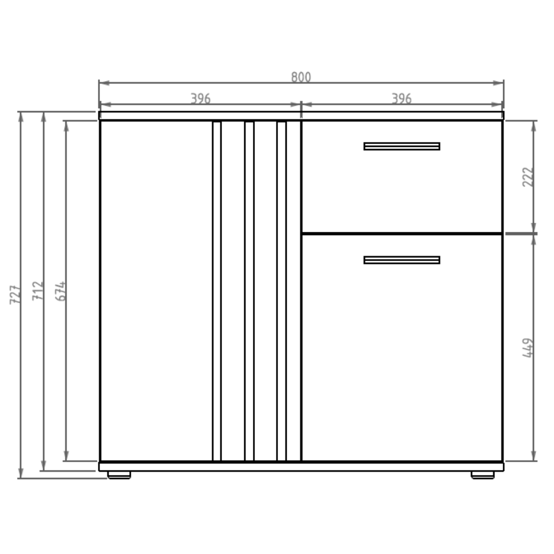 Komoda NOVA 80 cm z lamelami - Biały / Dąb Artisan