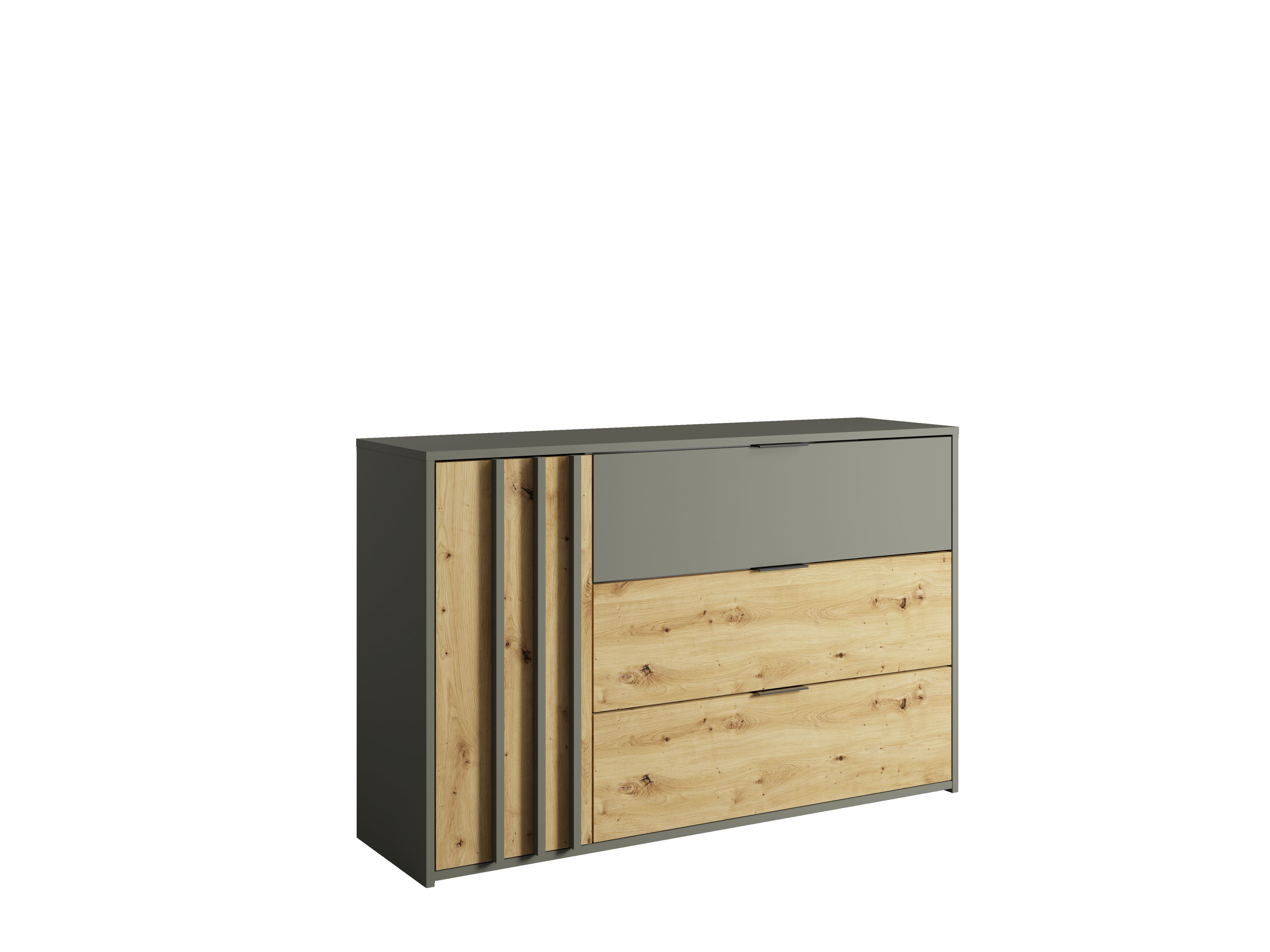 Komoda LUMINA 125 cm z szufladami - Szary Grafit / Dąb Artisan
