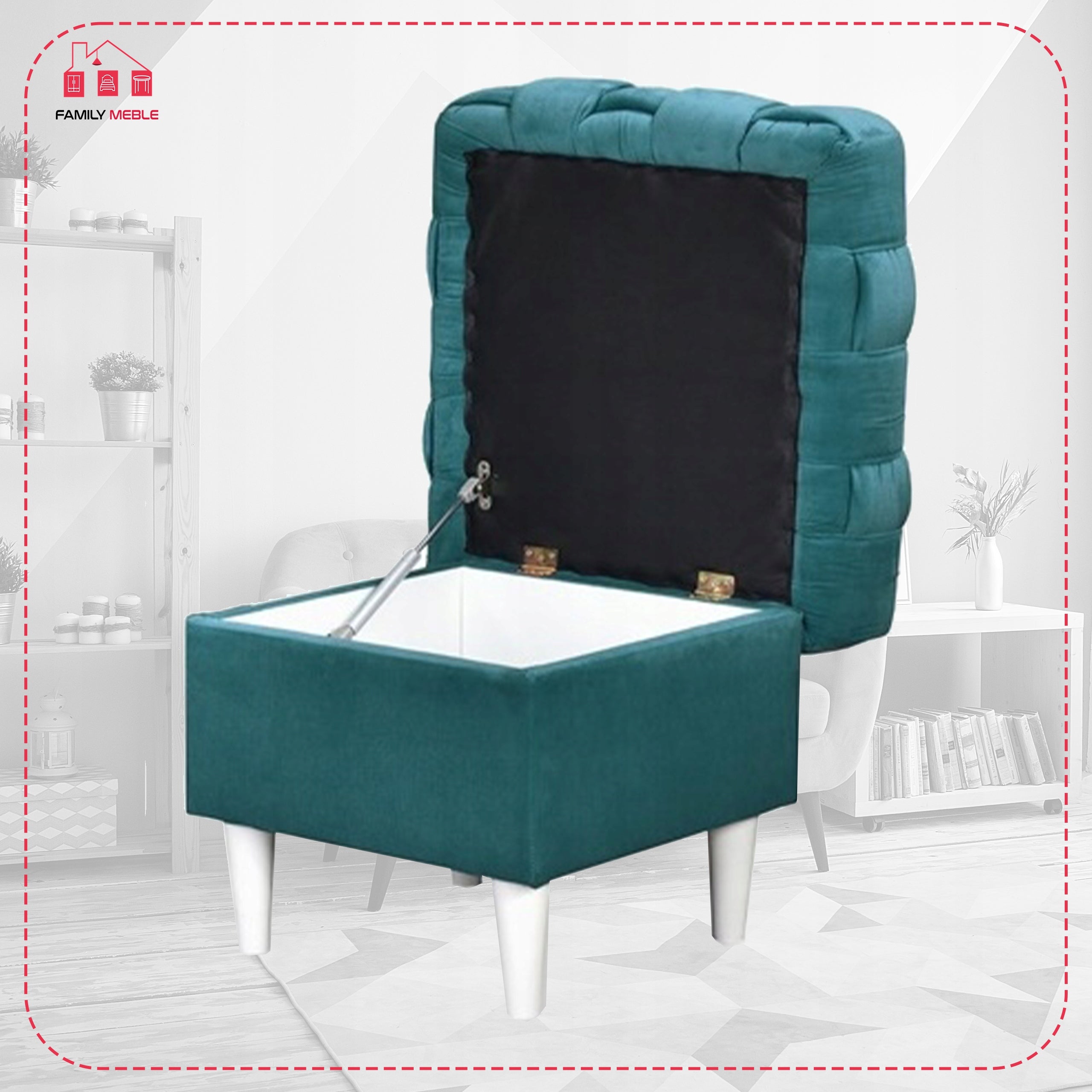 Fotel Uszak Carol Duo z Podnóżkiem Family Meble Skandynawski Brązowo-Żółty
