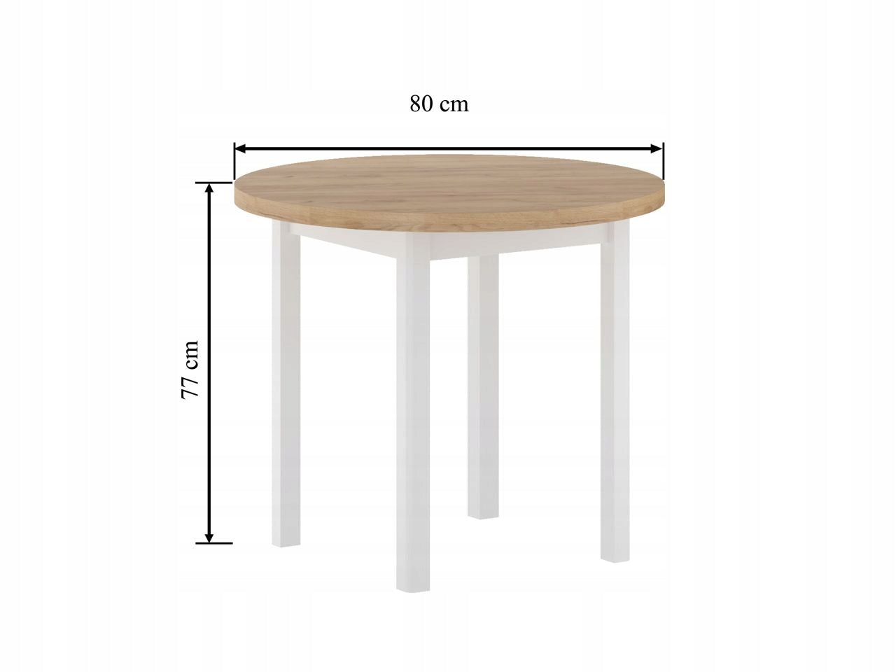 Furnitex Drewniany Okrągły Stół Jasny Dąb Złoty Z Białymi Nogami Do Jadalni Średnica 80 cm