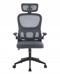 Fotel obrotowy ergonomiczny Furnitex szary, tilt, regulowany zagłówek