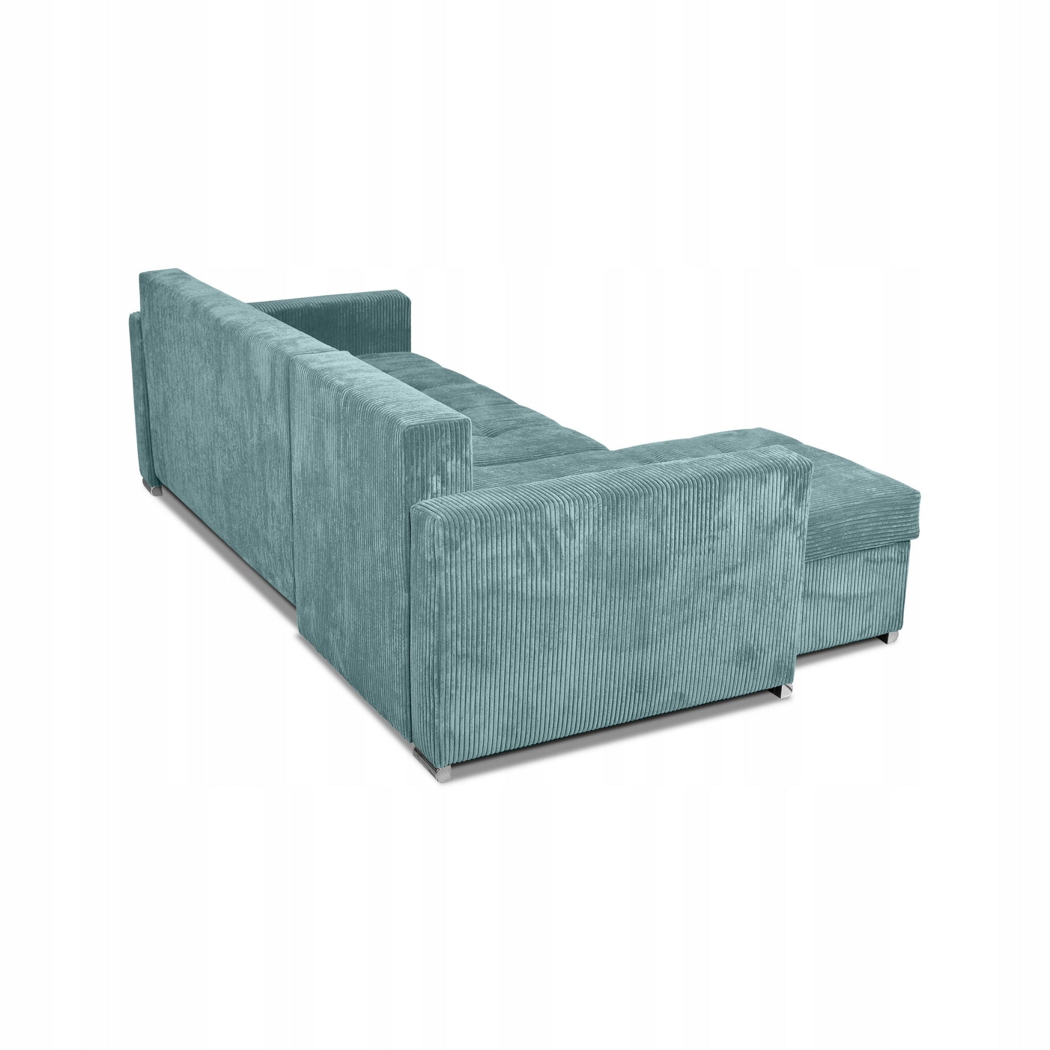 Narożnik Bonito rozkładany, uniwersalny, spanie, pojemniki, sztruks zielony