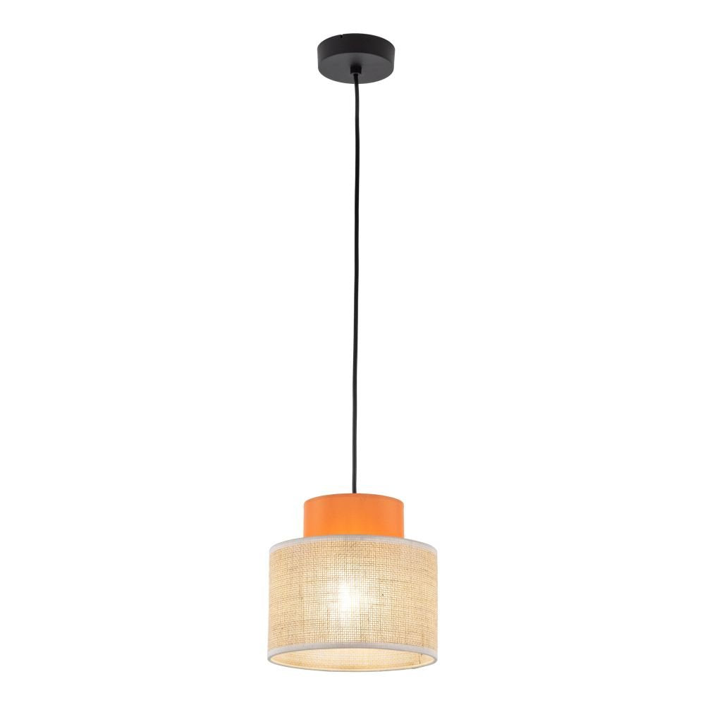 Lampa wisząca Duo z jutowym abażurem pomarańczowym 3255 TK Lighting