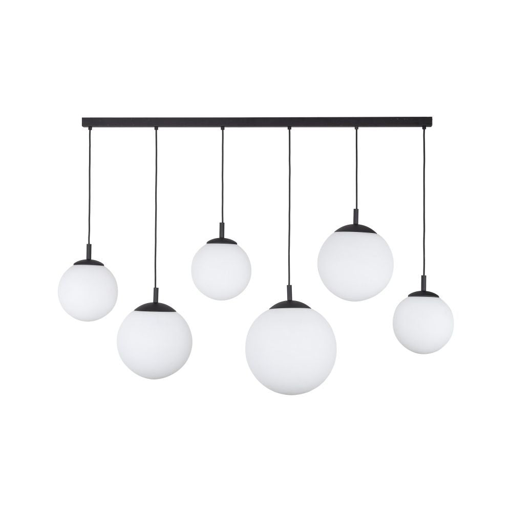 Lampa wisząca Esme White, sześć kulistych kloszy